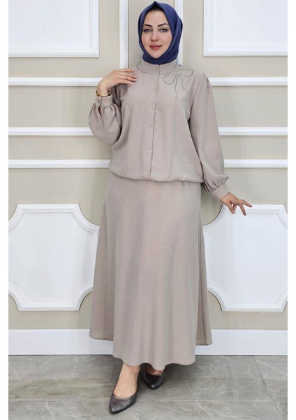 Kadın Taş Detaylı Tesettür Takım modelleri