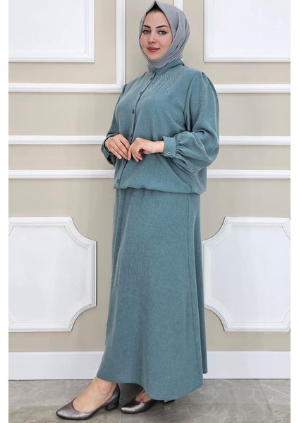 Kadın Taş Detaylı Tesettür Takım fiyatları