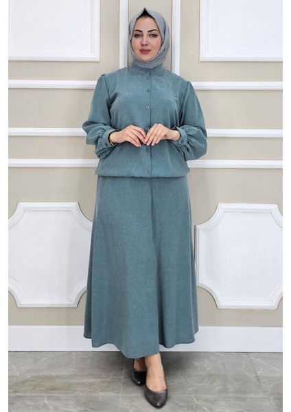 Kadın Taş Detaylı Tesettür Takım modelleri
