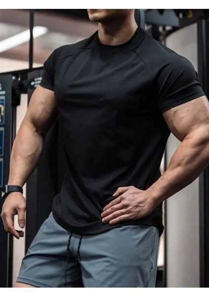 Erkek Spor Tişört Running Sports Gym Reglan Oval Kesim Penye T-Shirt Ovalt-Shirt modelleri