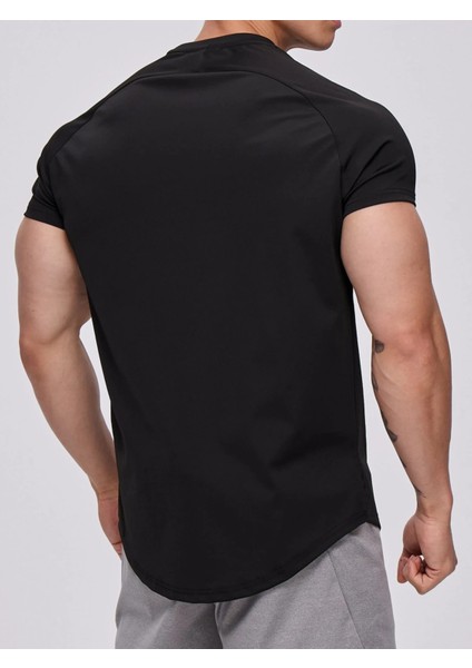 Erkek Spor Tişört Running Sports Gym Reglan Oval Kesim Penye T-Shirt Ovalt-Shirt fırsatları