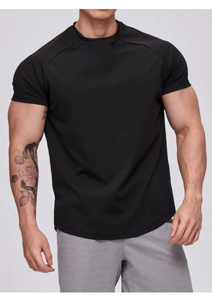 Erkek Spor Tişört Running Sports Gym Reglan Oval Kesim Penye T-Shirt Ovalt-Shirt indirimleri