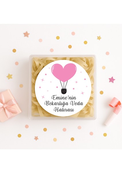Kişiye Özel Bekarlığa Veda Hatırası Baskılı Yapışkanlı Etiket 4 Cm 24 Adet Model 2