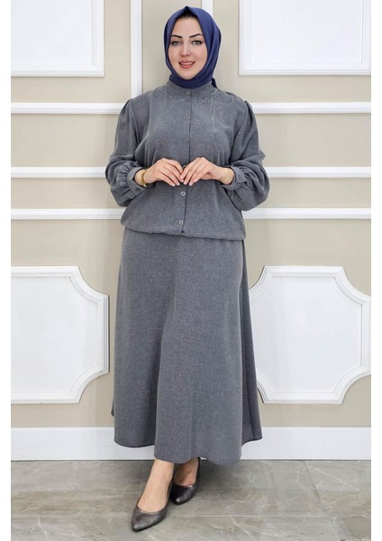 Kadın Taş Detaylı Tesettür Takım modelleri