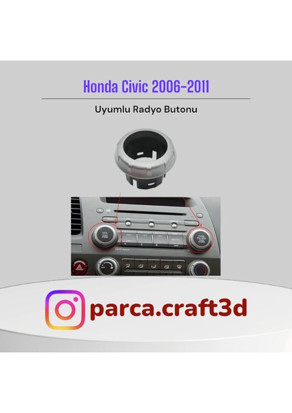 Honda Civic 2006-2011 Uyumlu Radyo Butonu