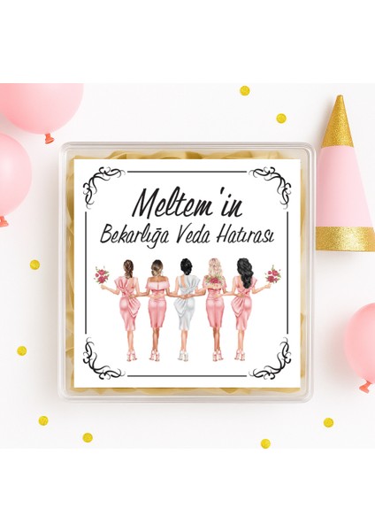 Kişiye Özel Bekarlığa Veda Hatırası Baskılı Yapışkanlı Etiket 4,5 cm 15 Adet