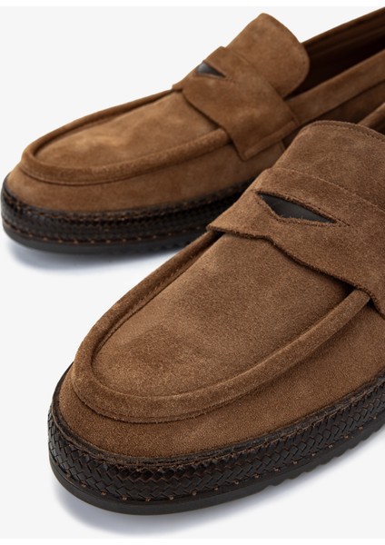 Erkek Hakiki Deri Tütün Süet Loafer Ayakkabı 537 3710 Erk Ayk Y25 Tutun Suet modelleri