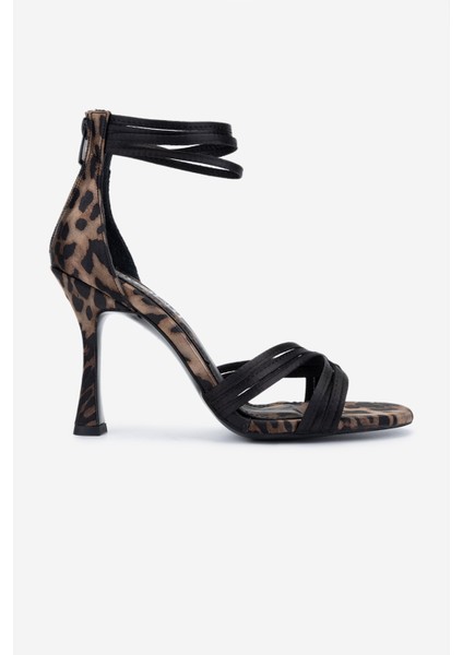 Kadın Leopar Topuklu Ayakkabı 735 5951 Bn Ayk Y25 Leopar Saten