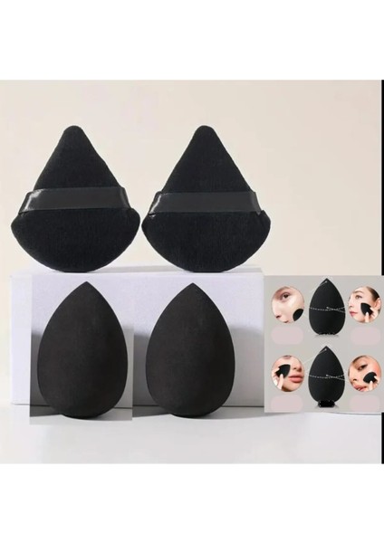 Profesyonel Siyah Pudra Fondöten 4'li Siyah Pro Sünger Seti