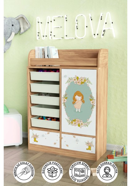 Adorable Design "melova" 5 Sepetli 2 Çekmeceli Çok Amaçlı Oyuncak Dolabı