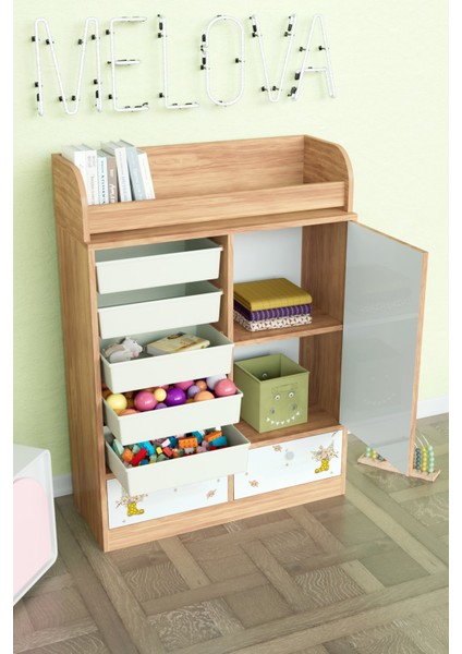 Adorable Design "melova" 5 Sepetli 2 Çekmeceli Çok Amaçlı Oyuncak Dolabı modelleri