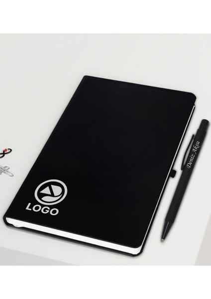 Kişiye Özel Logolu Siyah Termos, Kupa, Defter, Tükenmez Kalem Kurumsal Hediye Seti-1 | Kurumsal Welcome Kit, Yeni Iş Hediyesi