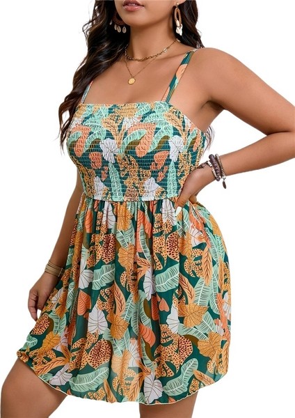 Yaz Büyük Beden Pileli Çiçek Baskılı Muhafazakar Etek Tarzı Iki Parça Bikini Kadın Bedeni: 4xl Göğüs 101CM (Yurt Dışından) fiyatları