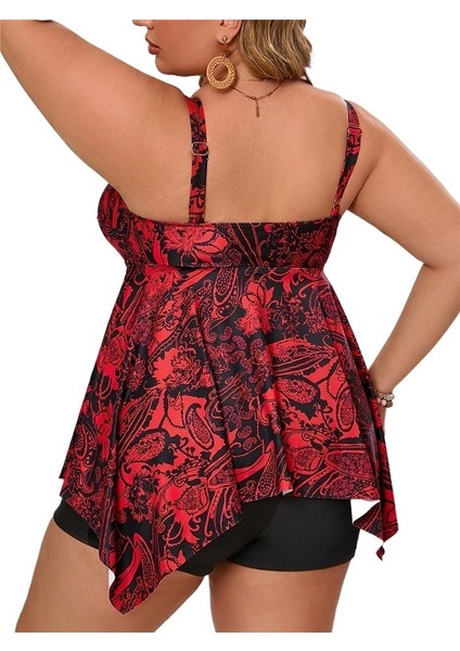 Yaz Büyük Beden Bölünmüş Plaj Giyim Kadın Düzensiz Baskı Tasarım Etek Bikini Boyutu: 0xl Göğüs [83CM] (Yurt Dışından) fiyatları