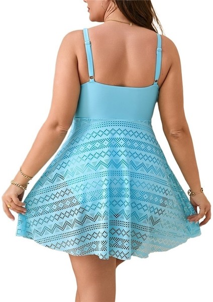Yaz Büyük Çok Renkli Içi Boş Muhafazakar Tek Parça Bikini Mayo Kadın Beden: 1xl Göğüs 92CM (Yurt Dışından)