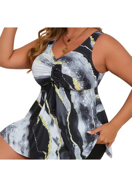 Yaz Yeni Büyük Boy Tek Parça Elbise Mayo Yüksek Bel Mayo Tankini Beden: 0xl (Yurt Dışından)