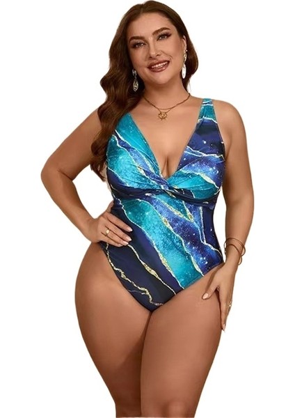 Yaz Derin V Yaka Büyük Boy Mürekkep Baskılı Iki Parçalı Tül Etek Tek Parça Bikini Mayo Beden: 4xl (Yurt Dışından) fiyatları