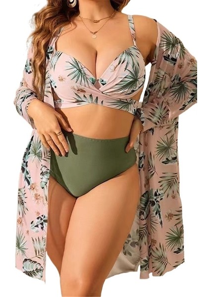 Yaz Yeni Baskılı Kadın Iki Parçalı Fiyonk Büyük Beden Mayo Beden: 4xl (Yurt Dışından)