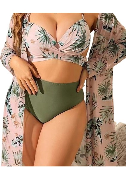 Yaz Yeni Stil Baskılı Kadın Iki Parçalı Fiyonk Büyük Beden Mayo Beden: 1xl (Yurt Dışından)