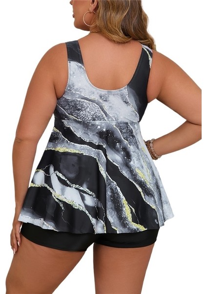 Yaz Yeni Büyük Boy Tek Parça Elbise Mayo Yüksek Bel Mayo Tankini Beden: 3xl (Yurt Dışından)