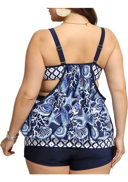 Yaz Modası Büyük Beden Kadın Tankini Bol Etek Boxer Mayo Beden: 4xl Göğüs 110CM (Yurt Dışından) fiyatları