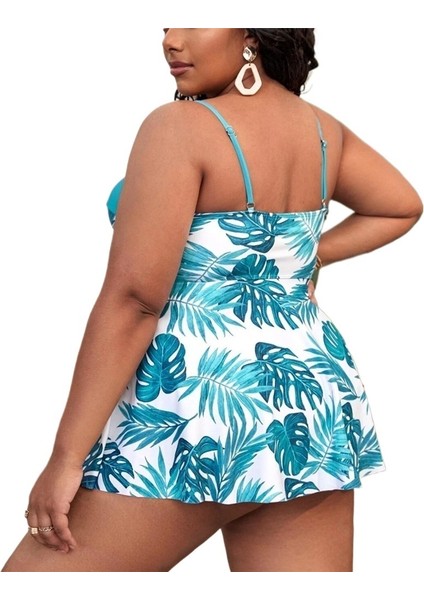 Yaz Büyük Beden Baskılı Etek Tankini Mayo Beden: 3xl Göğüs 124CM (Yurt Dışından)