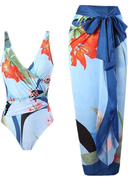 Kadınlar Için Yazlık Mayo, Baskılı Tek Parça, Muhafazakar Giyim, Kalçaya Sarılı Uzun Pantolon Etek Beden: L (Yurt Dışından)