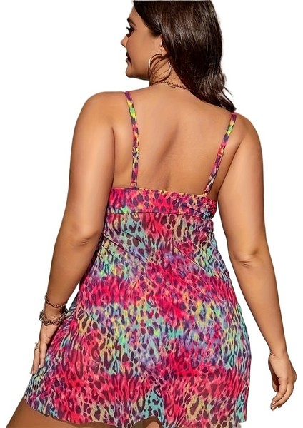 Yaz Büyük Beden Sırtı Açık Iki Parça Leopar Desenli Çapraz Bikini Mayo Kadın Takımı Beden: 1xl (Yurt Dışından) fiyatları