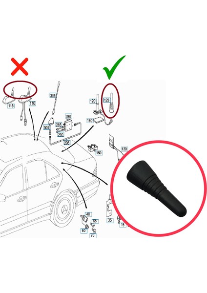 Mercedes W202 S202 W208 C208 W210 S210 W140 C140 W463 2028270031 İçin Tavan Telefon Anten Kapağı fiyatları
