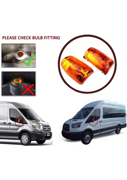 Ford Transit MK8 T18 V363 2013-On 1847390 1847388 İçin Yan Ayna Sinyali Turuncu Sağ ve Sol