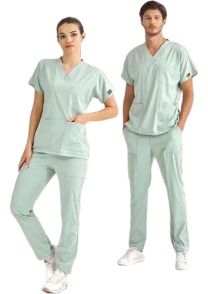 Mint Yeşili Lüks Likralı Scrubs Greys Takım fiyatları