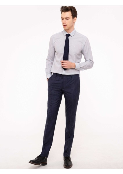 Erkek Lacivert Slim Fit Uzun Kollu Gömlek 50200082-VR033