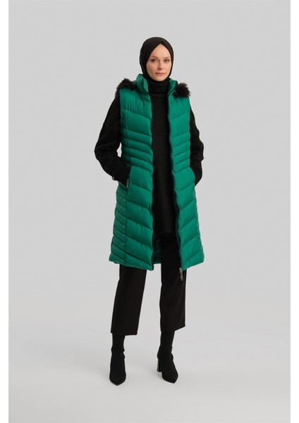 Kapitone Mont 23KD8305 Benetton Yeşili