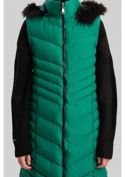 Kapitone Mont 23KD8305 Benetton Yeşili