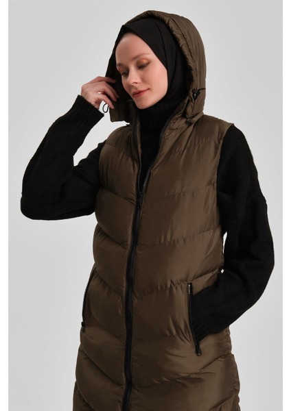 Kapitone Mont 23KD8306 Haki