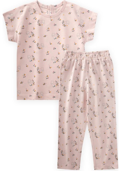Desenli Pijama Takım 1-7 Yaş Pudra Pembe