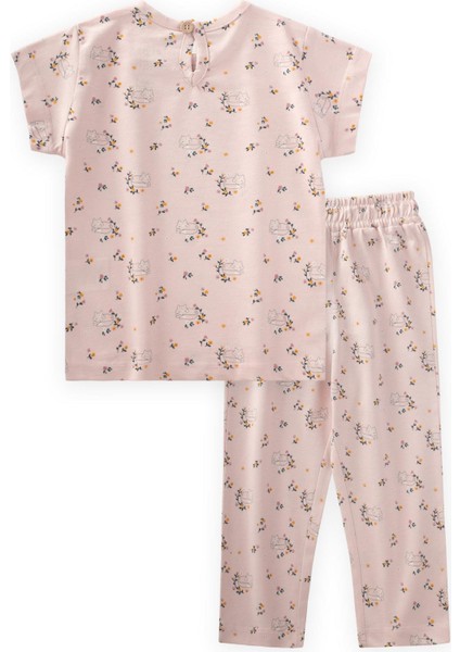 Desenli Pijama Takım 1-7 Yaş Pudra Pembe
