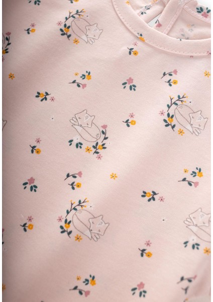 Desenli Pijama Takım 1-7 Yaş Pudra Pembe