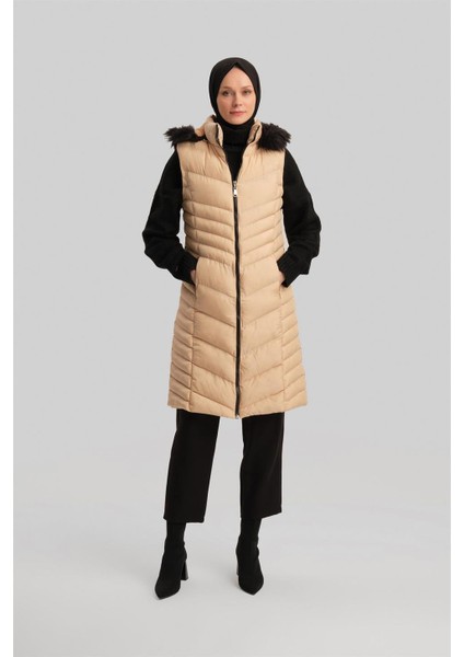 Kapitone Mont 23KD8305 Bej