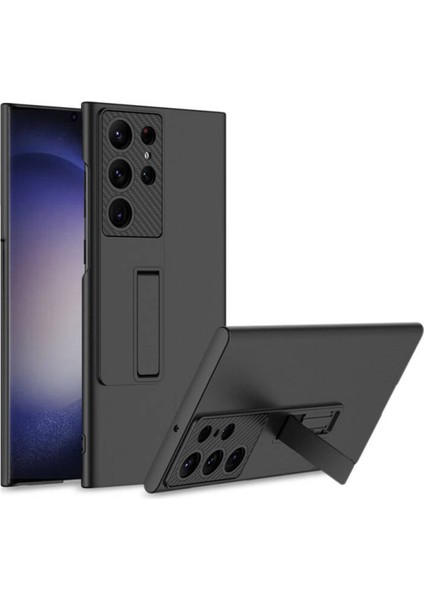 Samsung Galaxy S25 Ultra ile Uyumlu Standlı Sert Plastik Mat Kılıf - AL3566