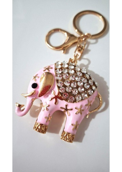 Lüks Hediyelik Zirkon Taşlı Büyük Boy Pembe Fil Anahtarlık 11 Cm fiyatları