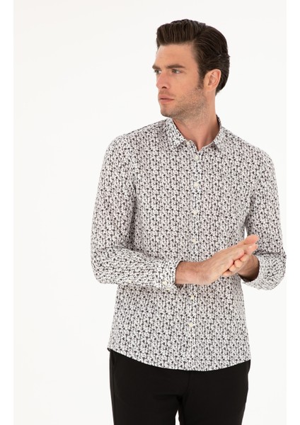 Erkek Beyaz Slim Fit Uzun Kollu Gömlek 50210012-VR013