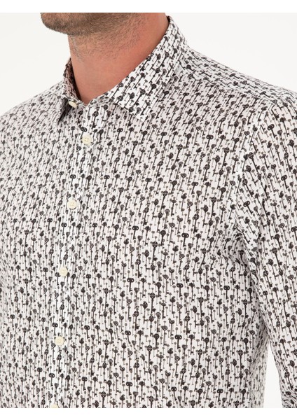 Erkek Beyaz Slim Fit Uzun Kollu Gömlek 50210012-VR013