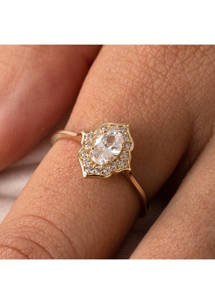 Gümüş Yüzük - 0.80 Karat Pırlanta Monturü Zirkon Taşlı Tasarım Evlilik Teklifi 925 Ayar Gümüş Yüzük