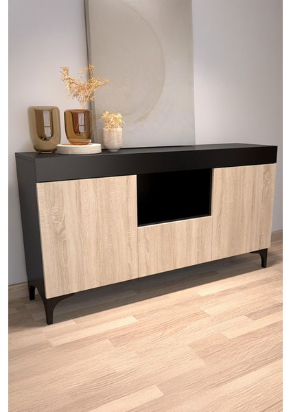 Modern Tasarım Çok Amaçlı Konsol Dolap Kapaklı ve Raflı Depolama Ünitesi Salon, Ofis Için Şık Dolap modelleri