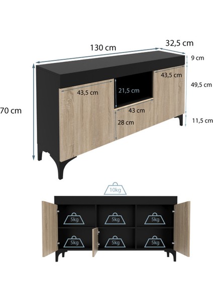 Modern Tasarım Çok Amaçlı Konsol Dolap Kapaklı ve Raflı Depolama Ünitesi Salon, Ofis Için Şık Dolap fırsatları