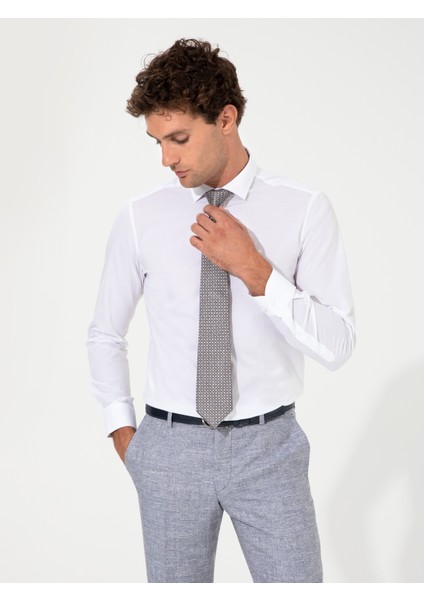 Erkek Beyaz Slim Fit Uzun Kollu Gömlek 50219045-VR013