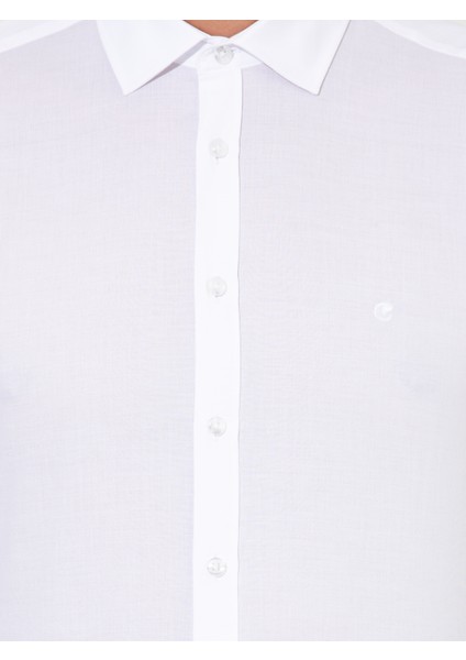 Erkek Beyaz Slim Fit Uzun Kollu Gömlek 50219045-VR013