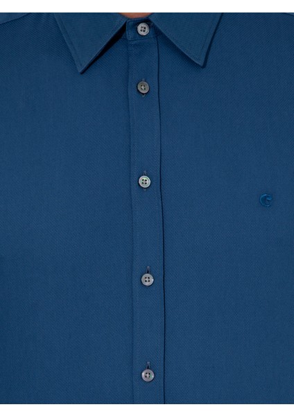 Erkek İndigo Slim Fit Uzun Kollu Gömlek 50219660-VR028