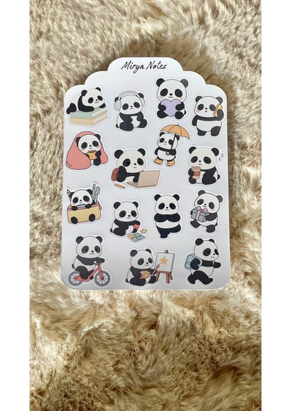 Panda Temalı Sticker - Etiket - Çıkartma Bullet Journal, Ajanda, Planner, Günlük Için Uygun Set modelleri